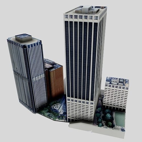 New York Building Low Poly  Low-poly 3D model