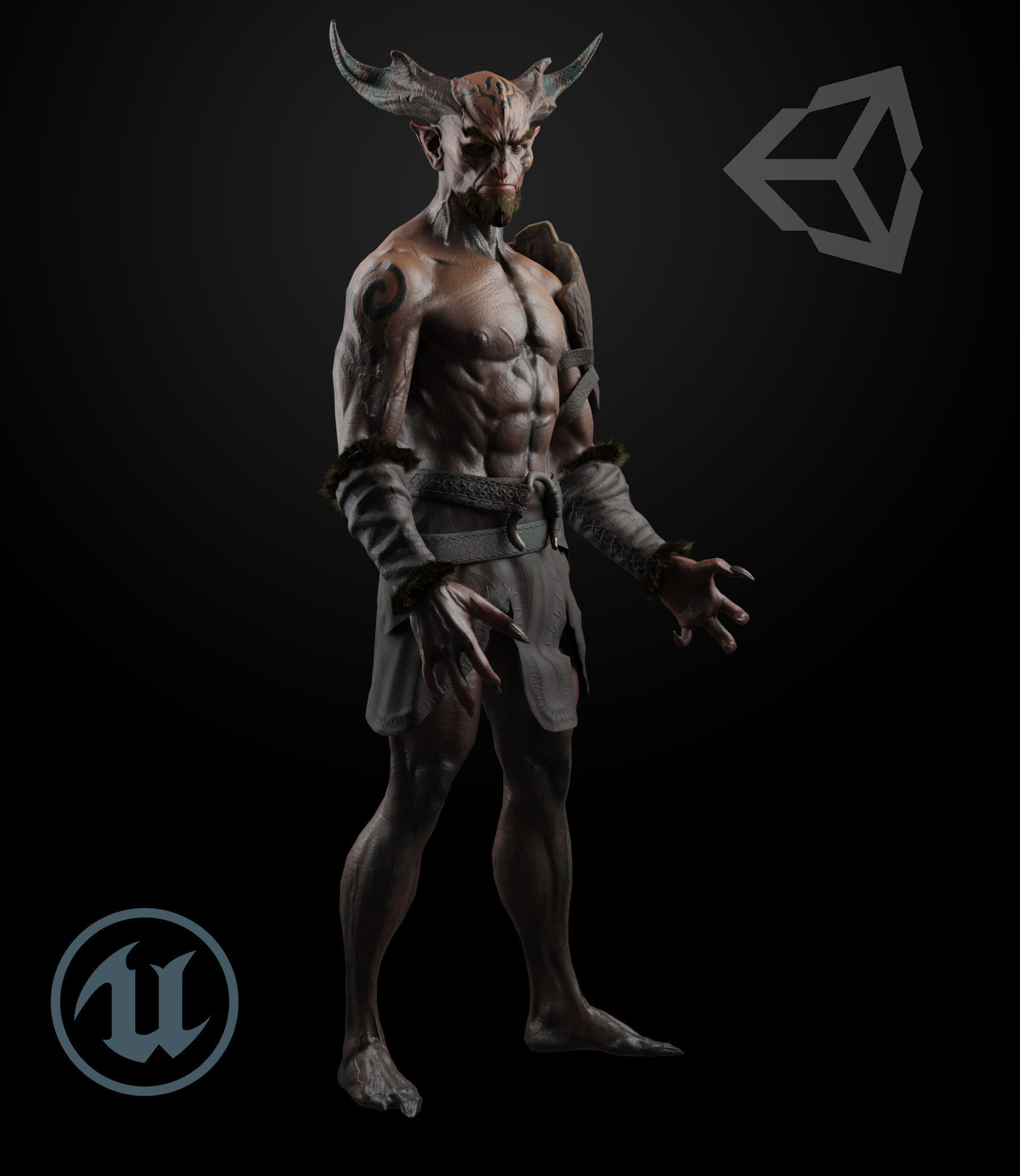 Satyr unreal engine ui demon Low-poly 3D model_1