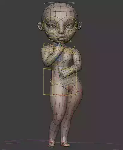 cartoon woman basemesh 3D model