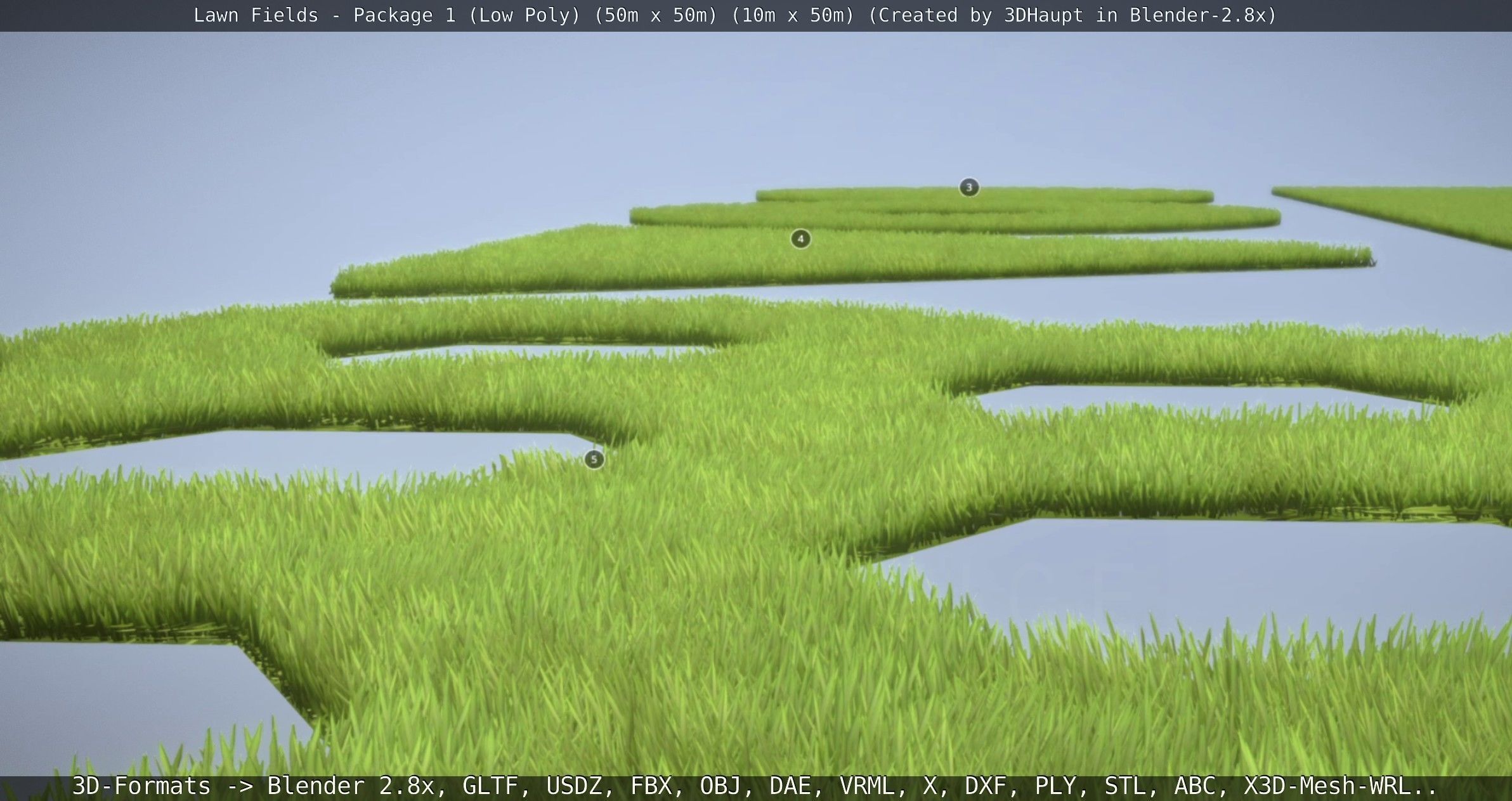 Low-Poly Lawn Fields - Package 1 Low-poly 3D model_132