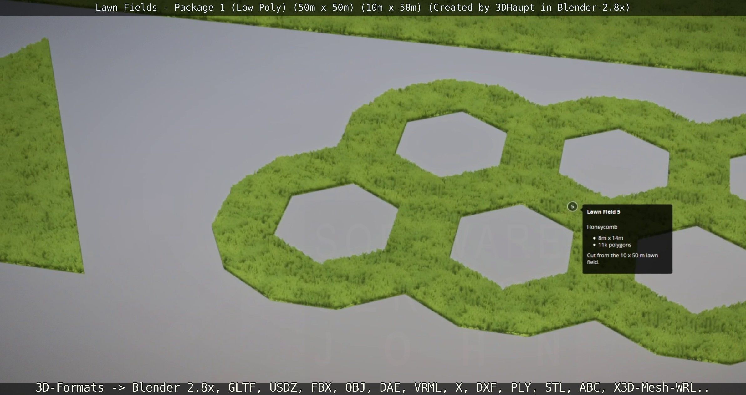 Low-Poly Lawn Fields - Package 1 Low-poly 3D model_20