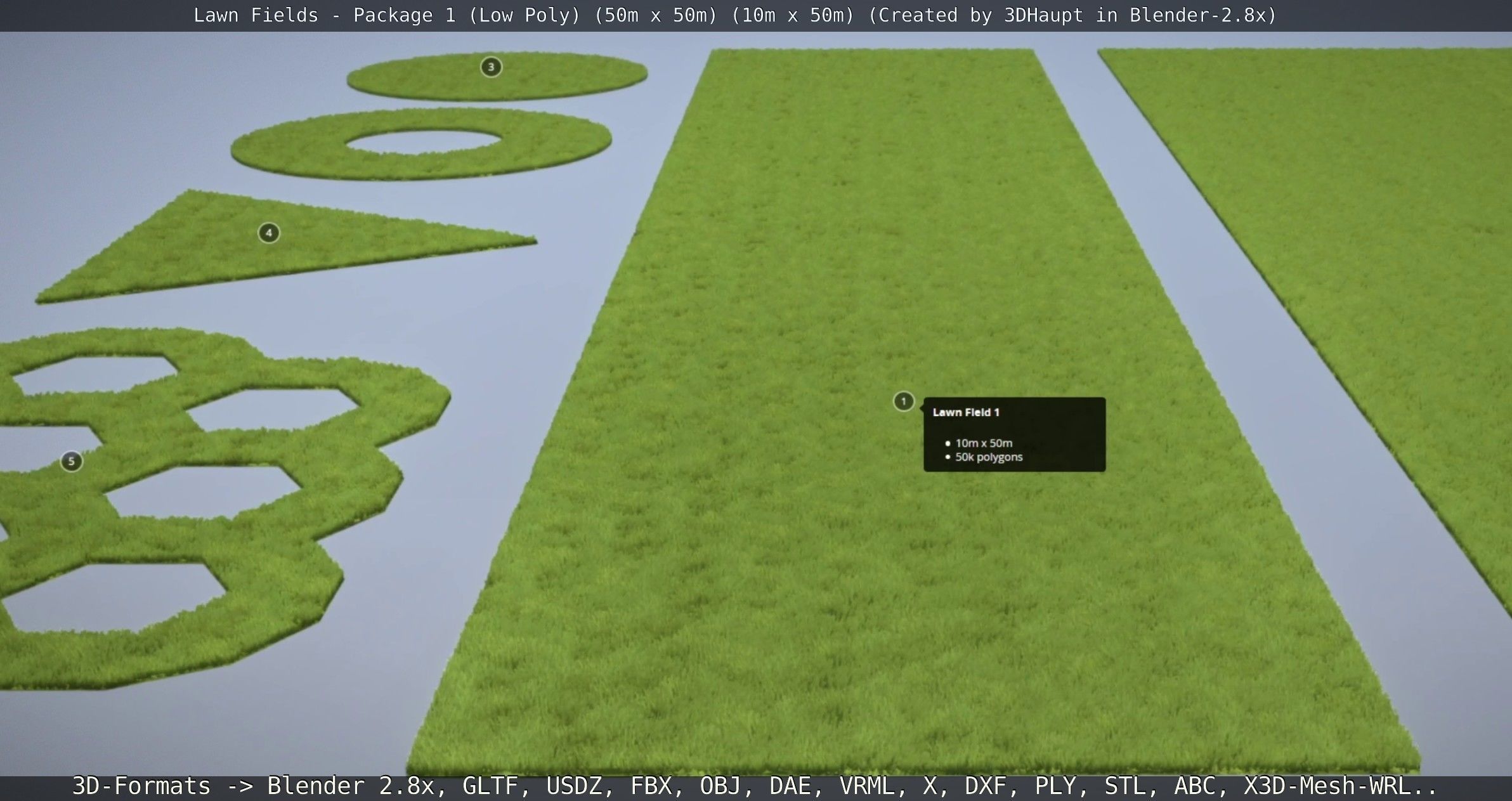 Low-Poly Lawn Fields - Package 1 Low-poly 3D model_17