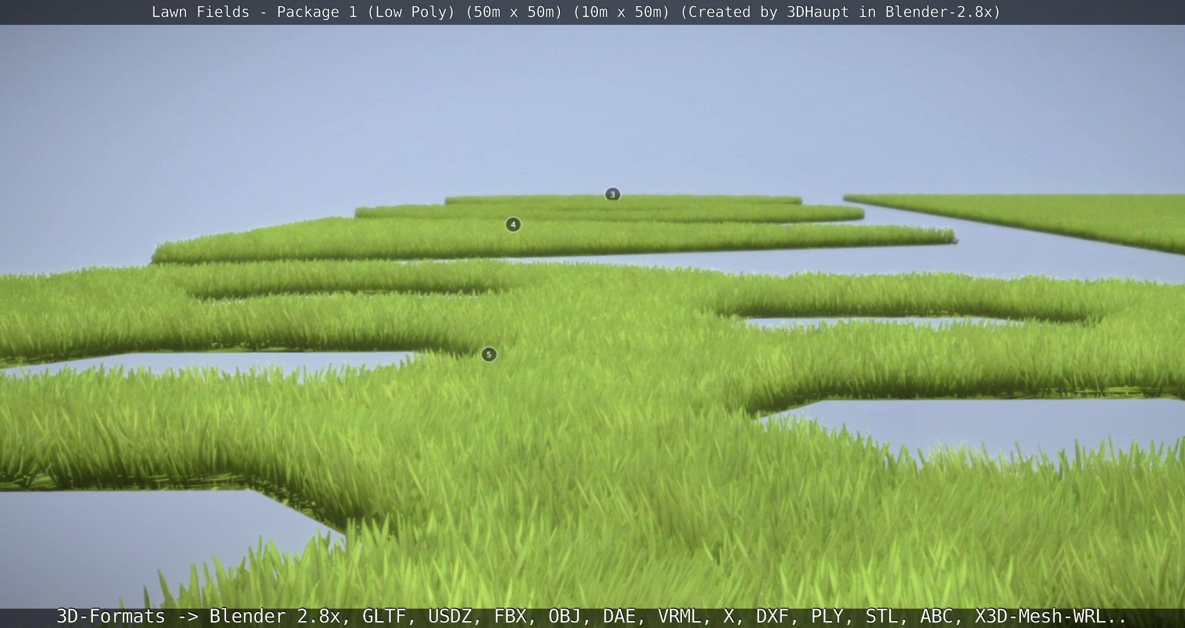 Low-Poly Lawn Fields - Package 1 Low-poly 3D model_124