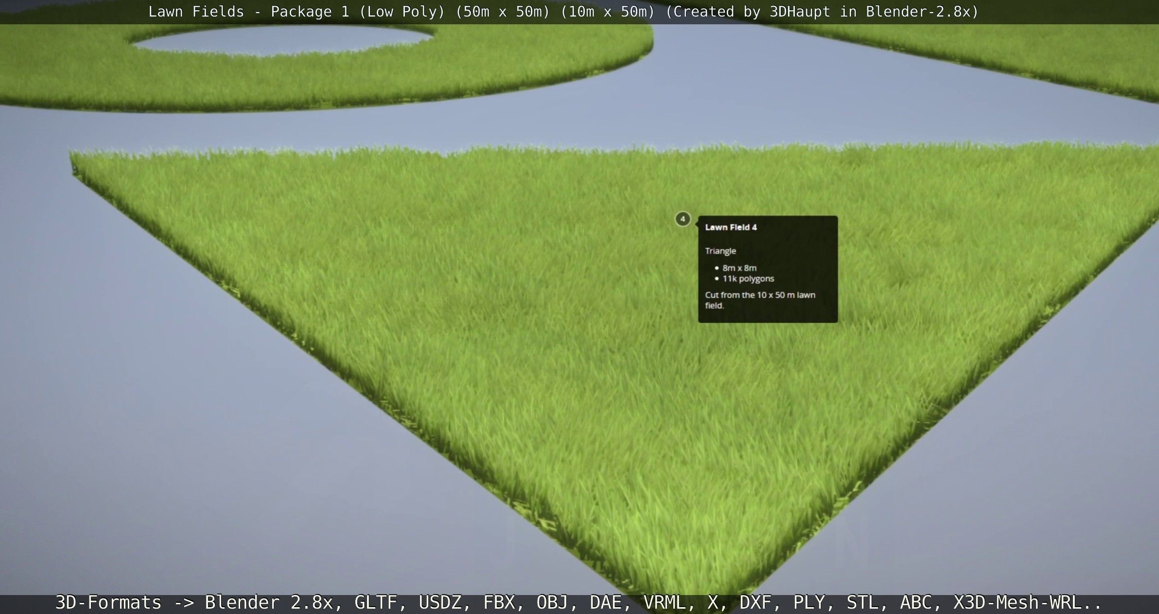 Low-Poly Lawn Fields - Package 1 Low-poly 3D model_136