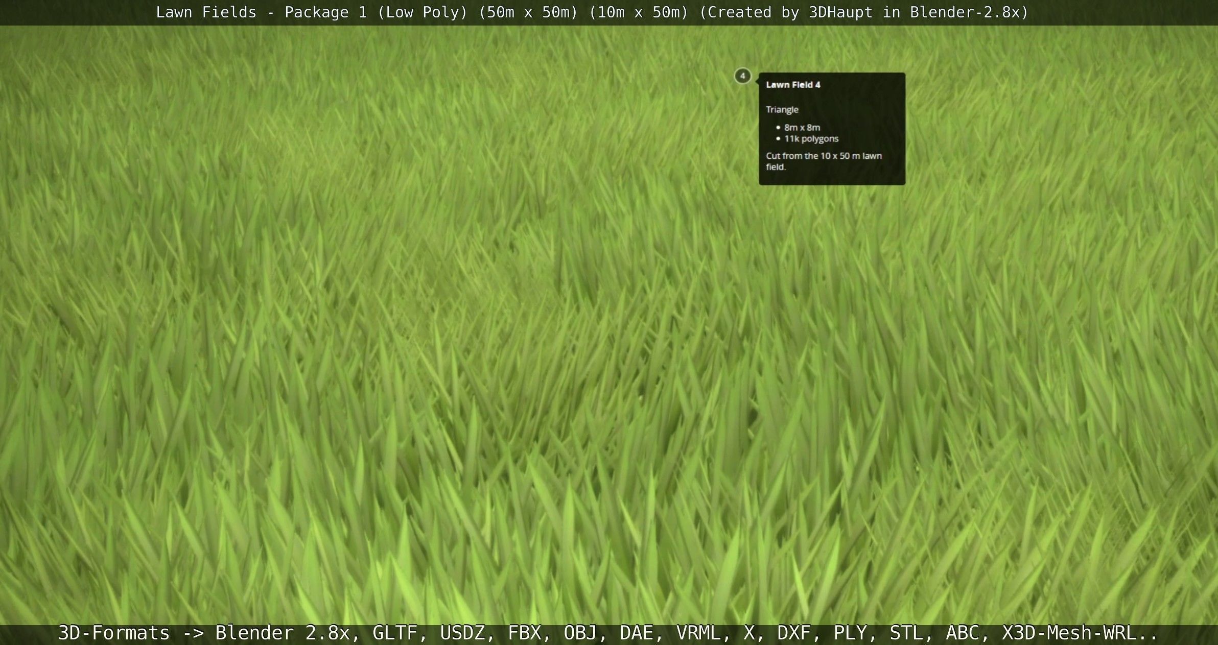 Low-Poly Lawn Fields - Package 1 Low-poly 3D model_138