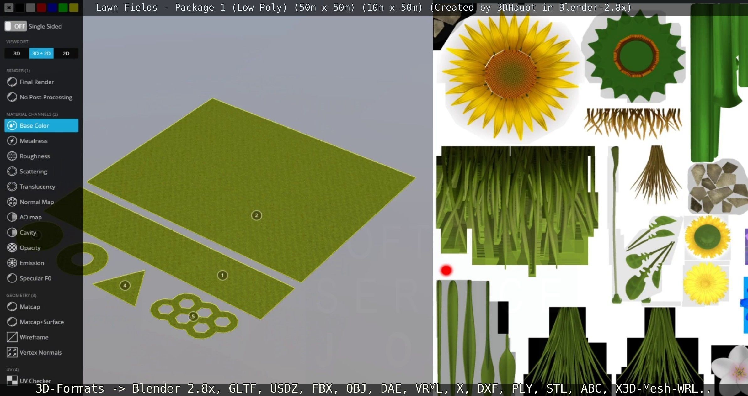 Low-Poly Lawn Fields - Package 1 Low-poly 3D model_33