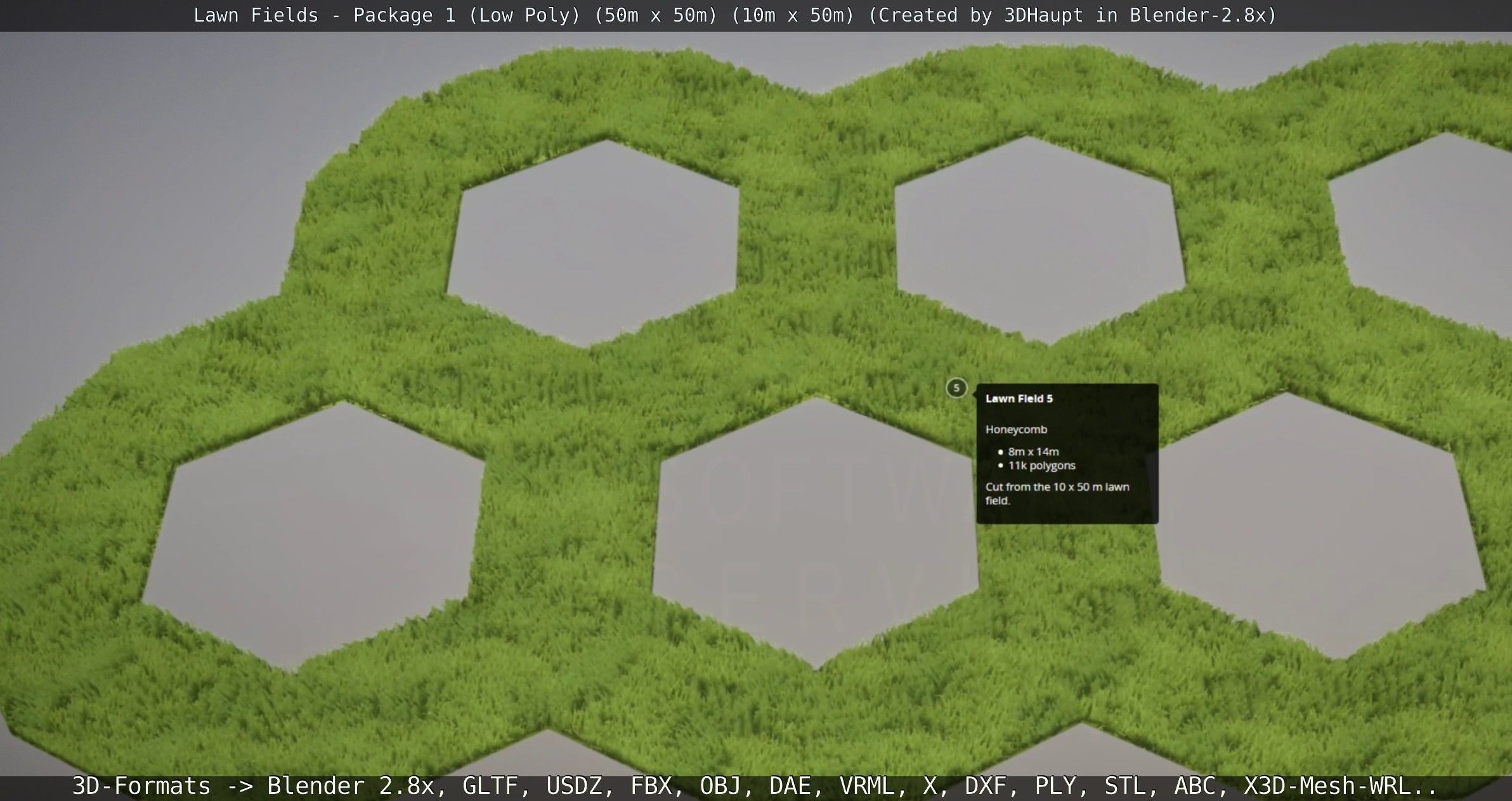 Low-Poly Lawn Fields - Package 1 Low-poly 3D model_100