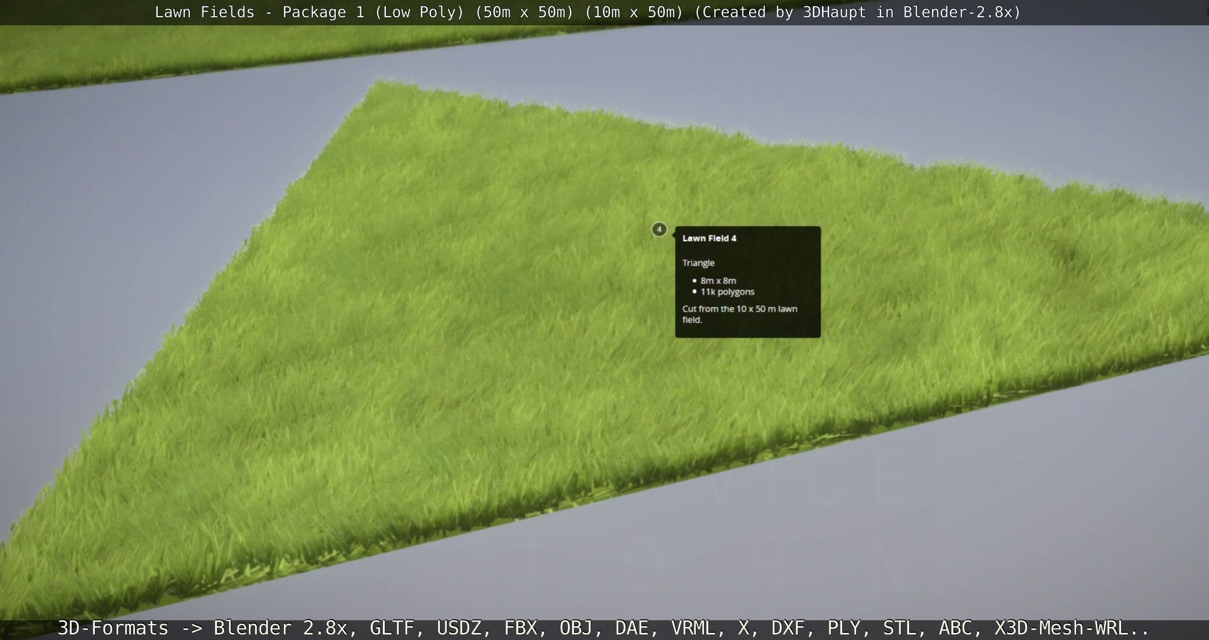 Low-Poly Lawn Fields - Package 1 Low-poly 3D model_134