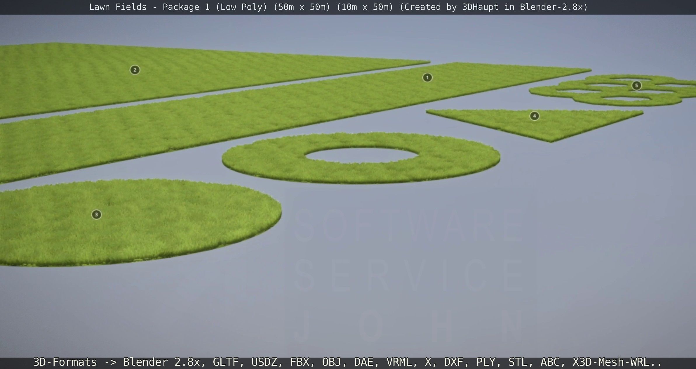 Low-Poly Lawn Fields - Package 1 Low-poly 3D model_130