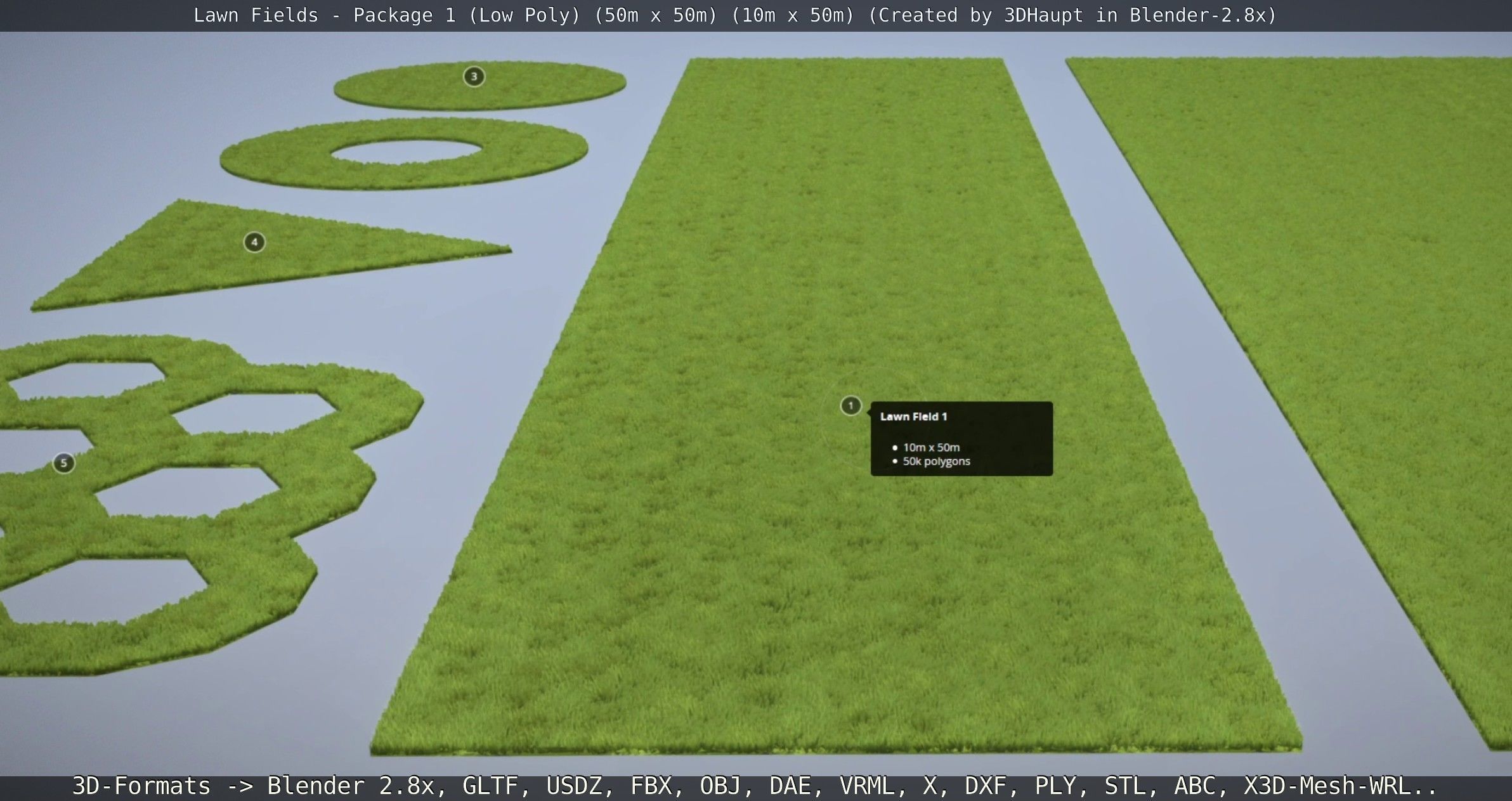 Low-Poly Lawn Fields - Package 1 Low-poly 3D model_109