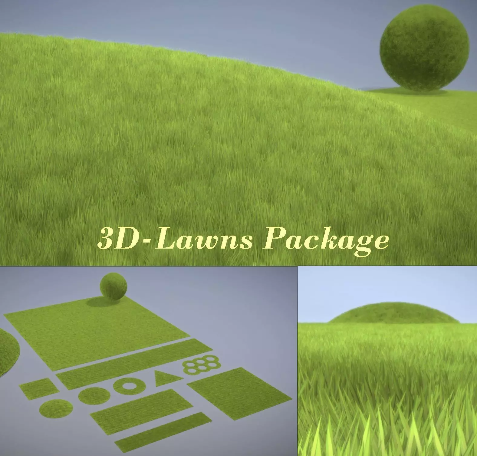 Low-Poly Lawn Fields - Package 1 Low-poly 3D model_0
