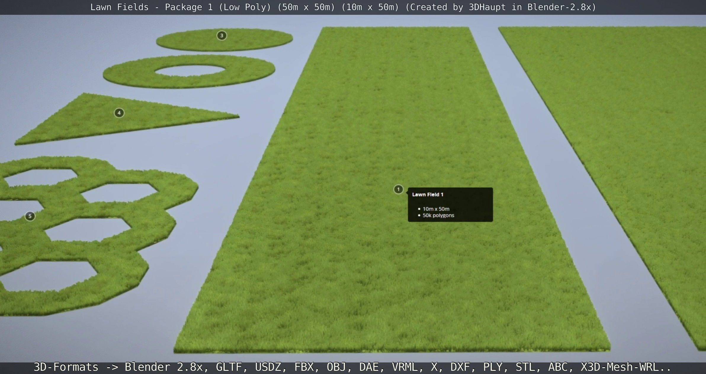 Low-Poly Lawn Fields - Package 1 Low-poly 3D model_133
