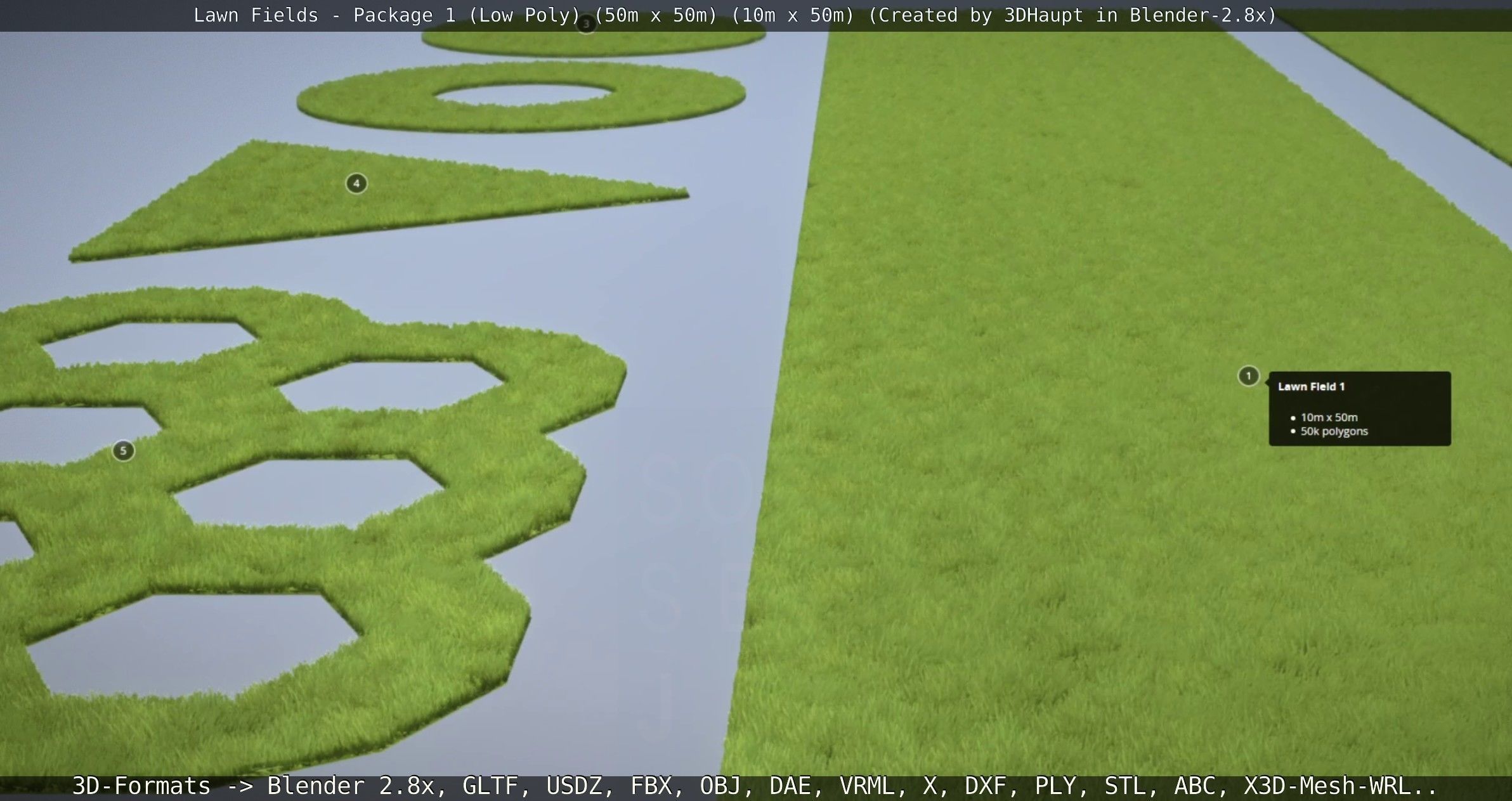 Low-Poly Lawn Fields - Package 1 Low-poly 3D model_137