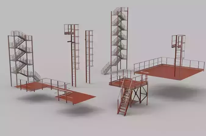 Fire ladders and platforms 3D model