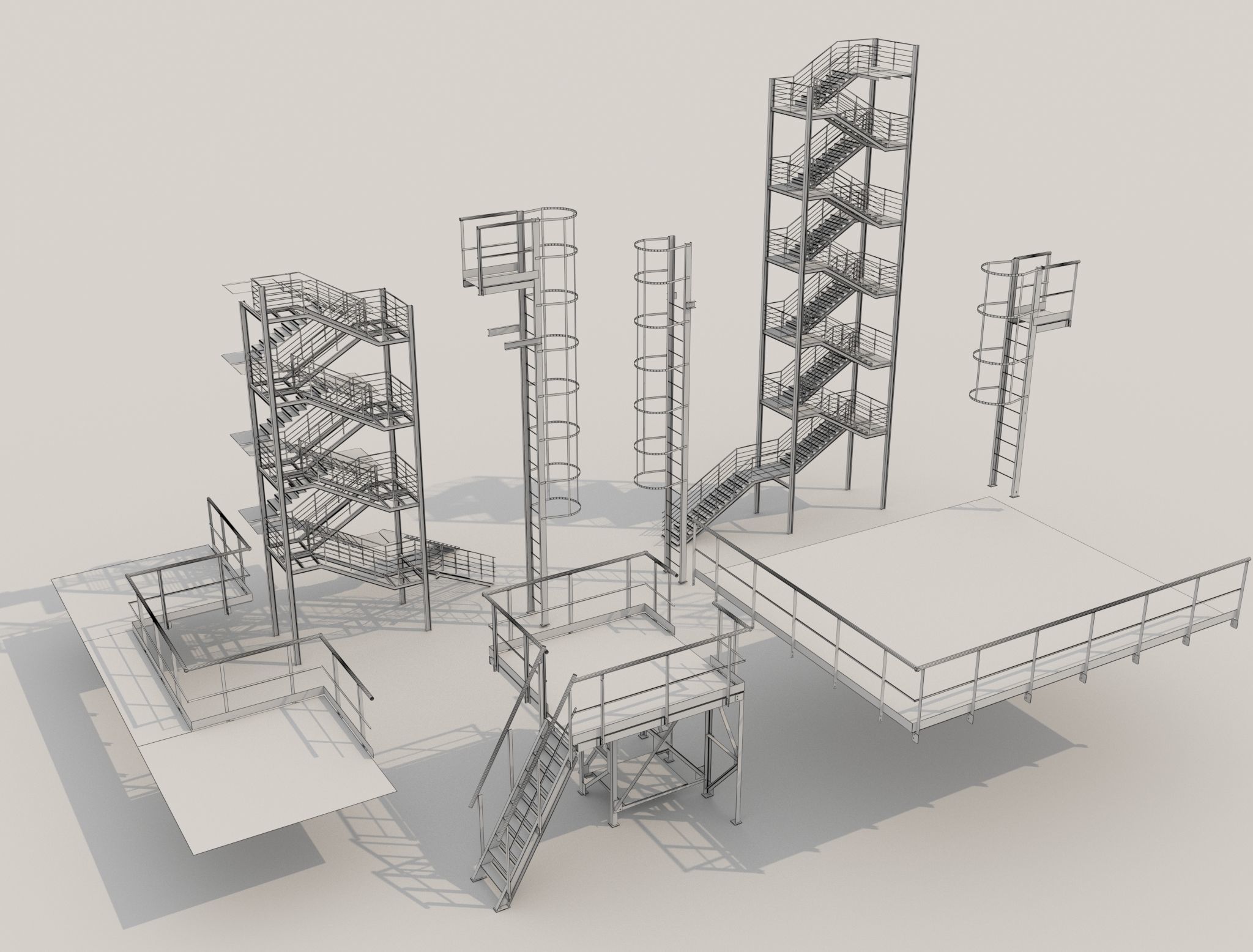 Fire ladders and platforms 3D model_17