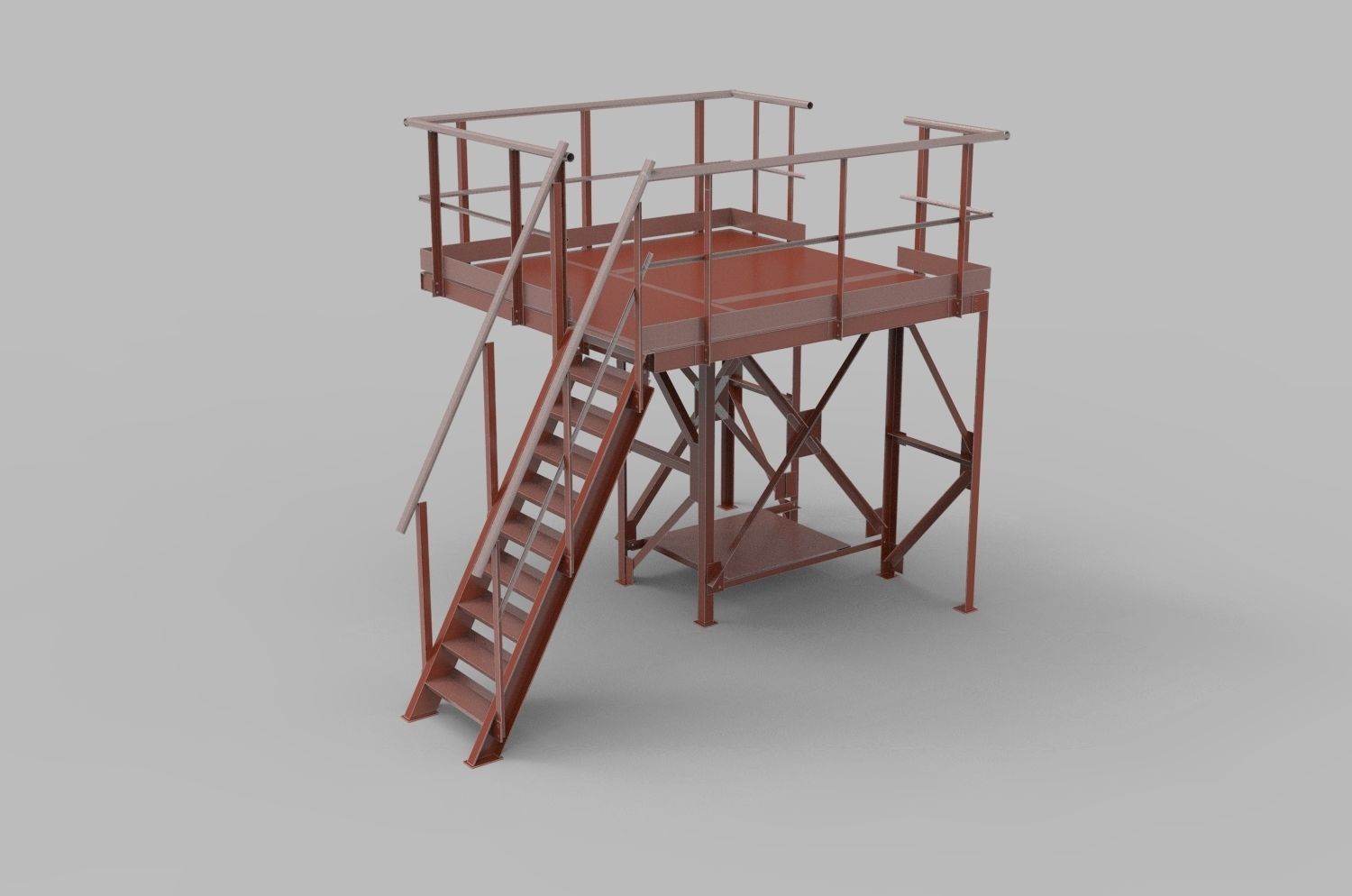 Fire ladders and platforms 3D model_7