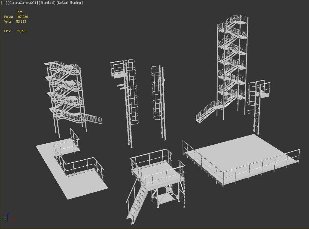 Fire ladders and platforms 3D model_14