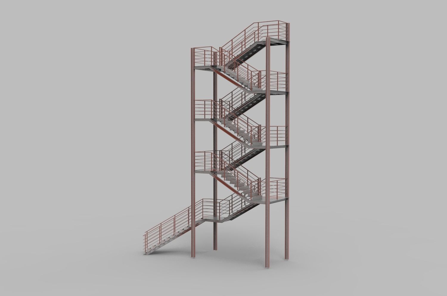 Fire ladders and platforms 3D model_8