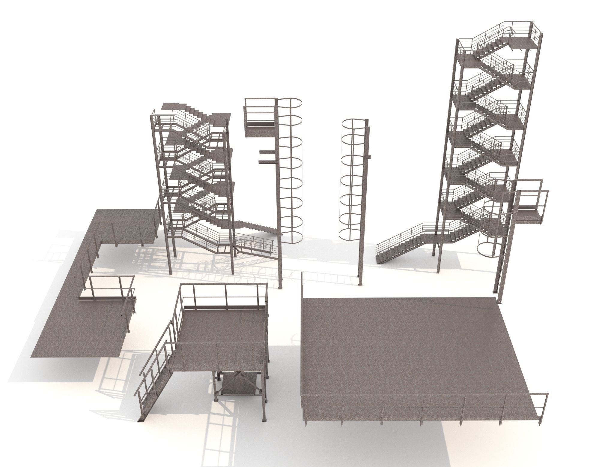 Fire ladders and platforms 3D model_16