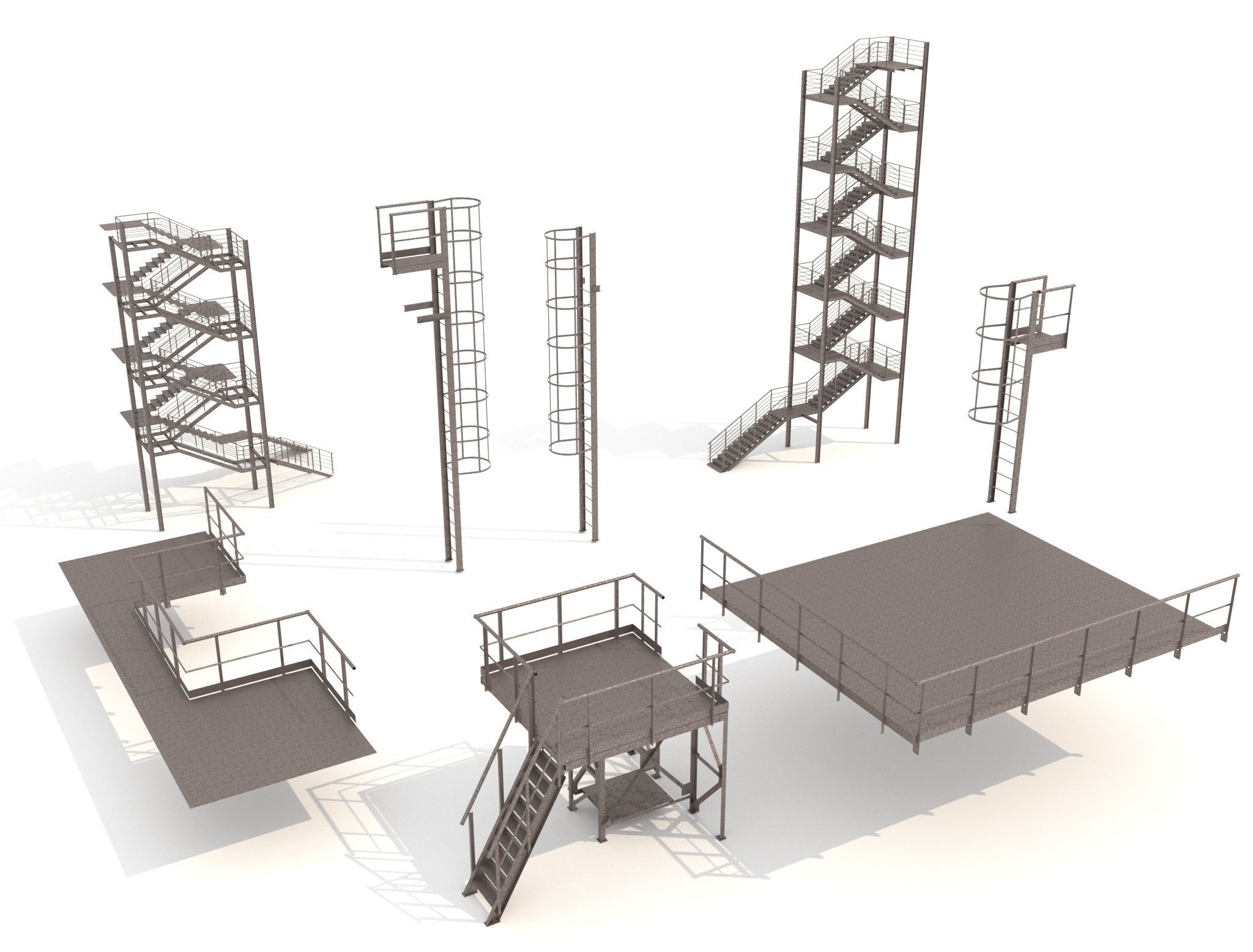Fire ladders and platforms 3D model_15