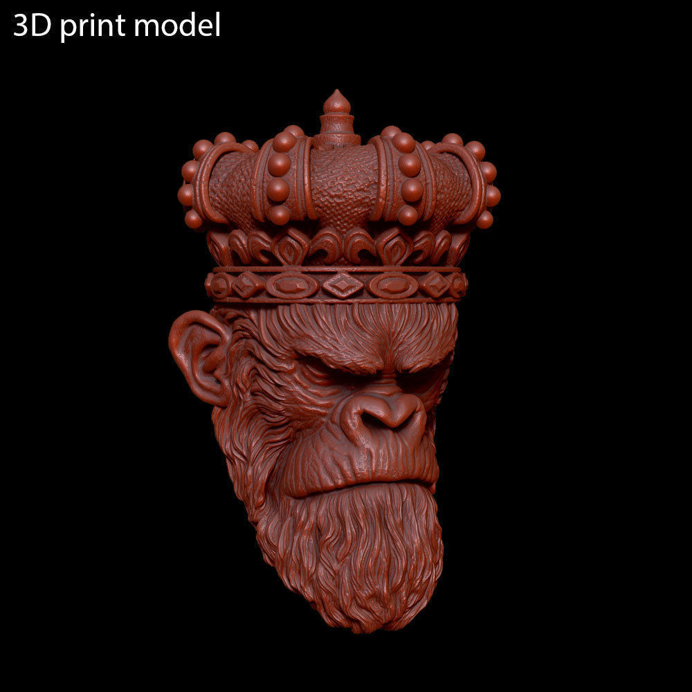 ANimal Pendant Jewelry Monkey king with crown vol1  3D print model_21