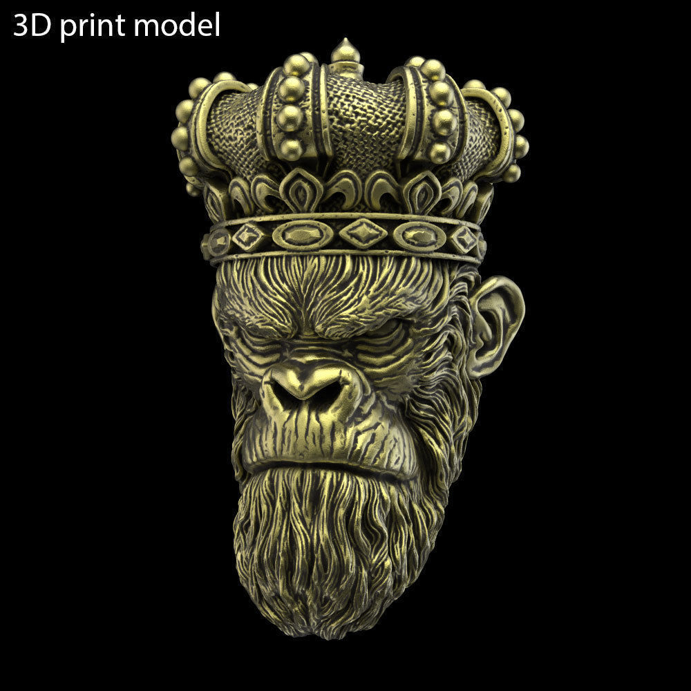 ANimal Pendant Jewelry Monkey king with crown vol1  3D print model_7