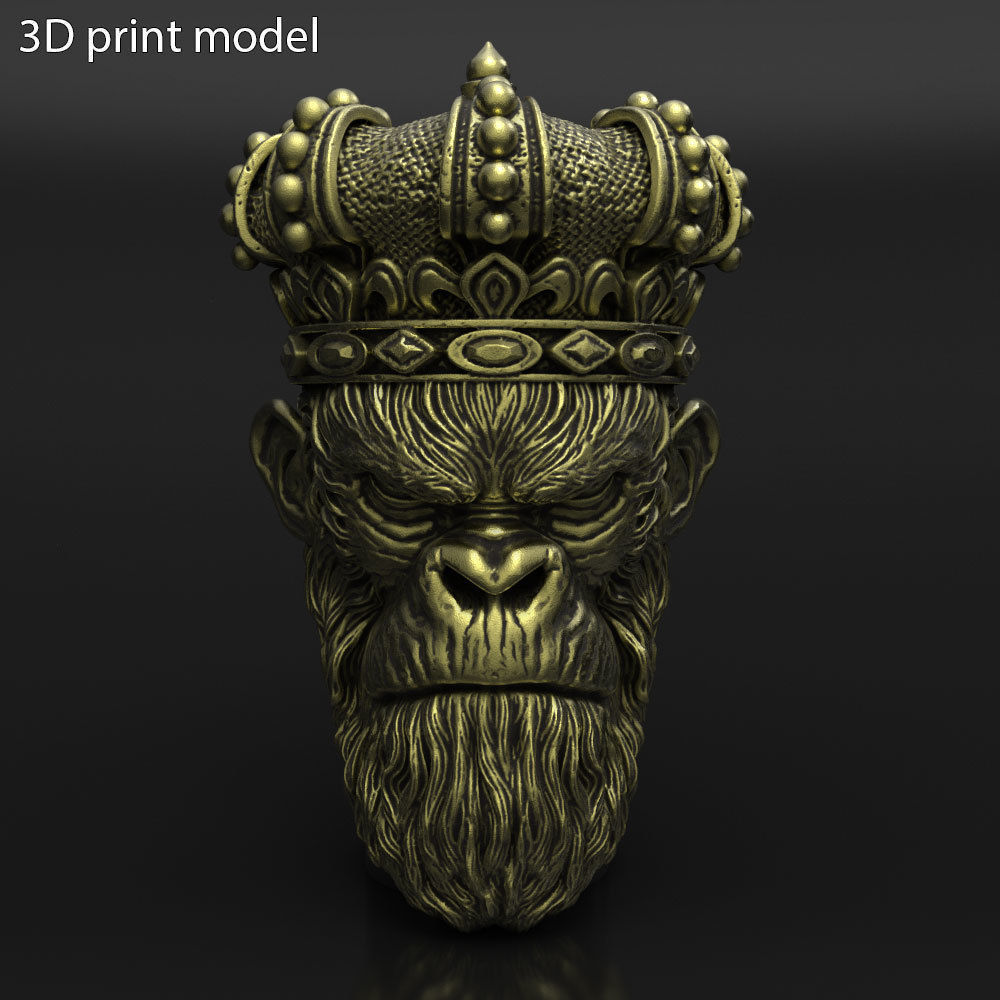ANimal Pendant Jewelry Monkey king with crown vol1  3D print model_2