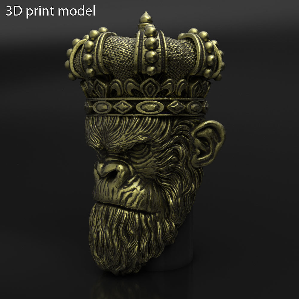 ANimal Pendant Jewelry Monkey king with crown vol1  3D print model_4