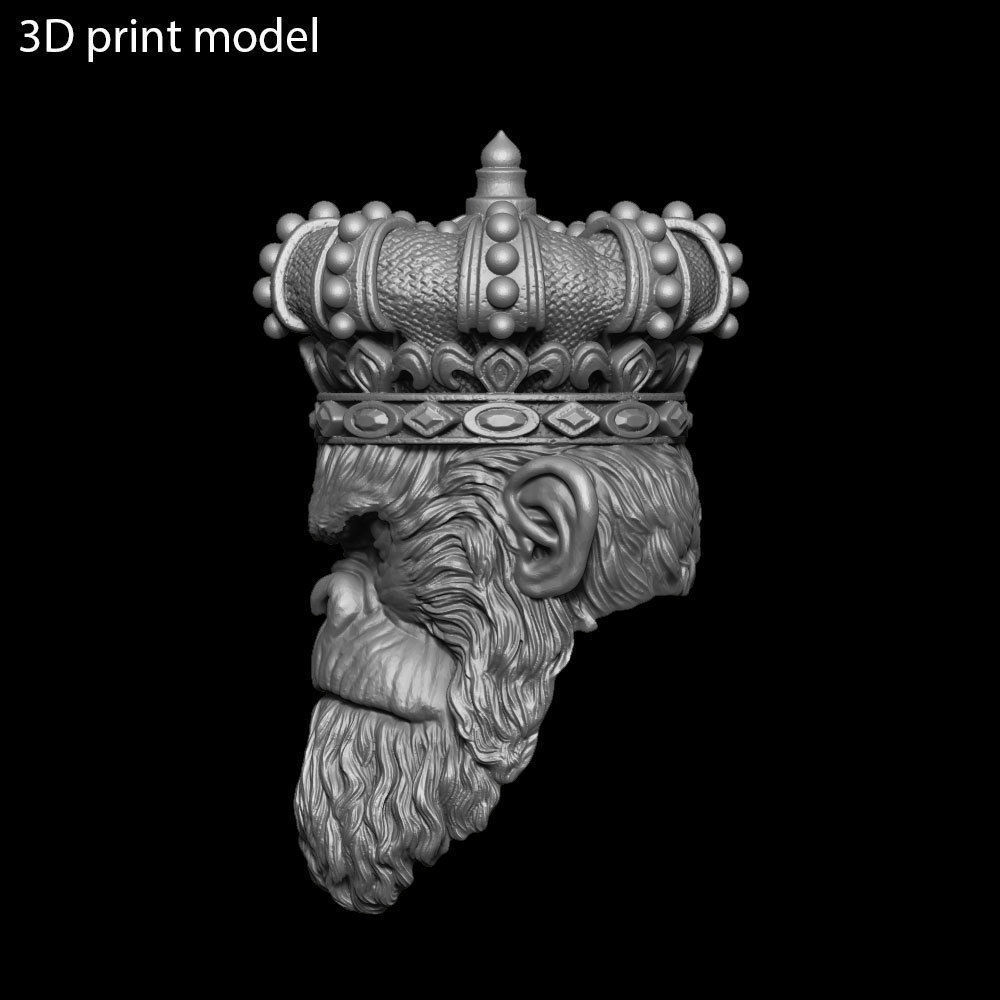 ANimal Pendant Jewelry Monkey king with crown vol1  3D print model_15
