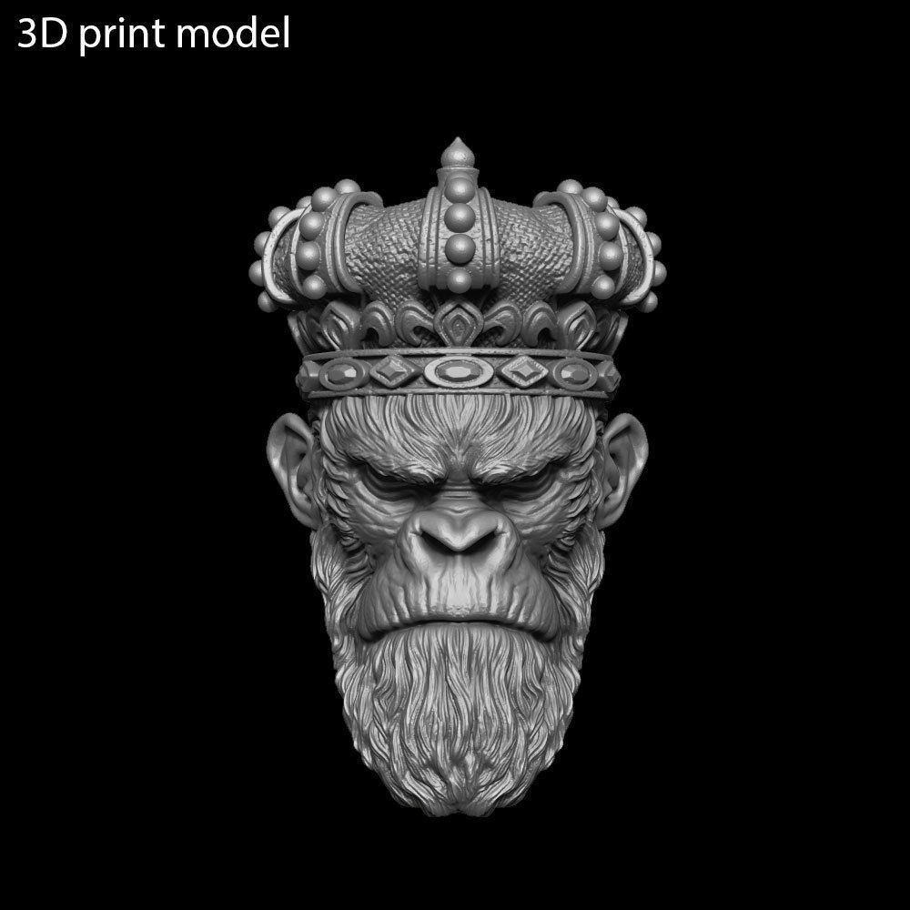 ANimal Pendant Jewelry Monkey king with crown vol1  3D print model_13