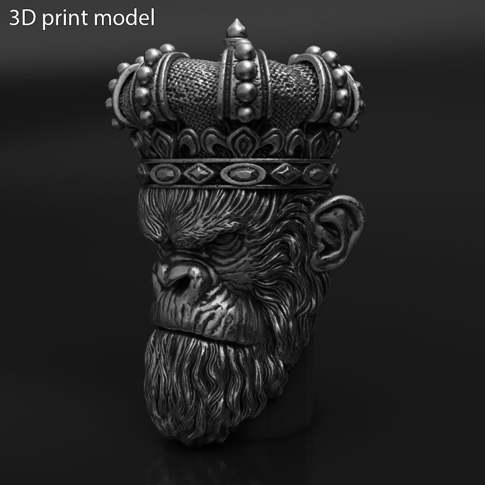 ANimal Pendant Jewelry Monkey king with crown vol1  3D print model_3