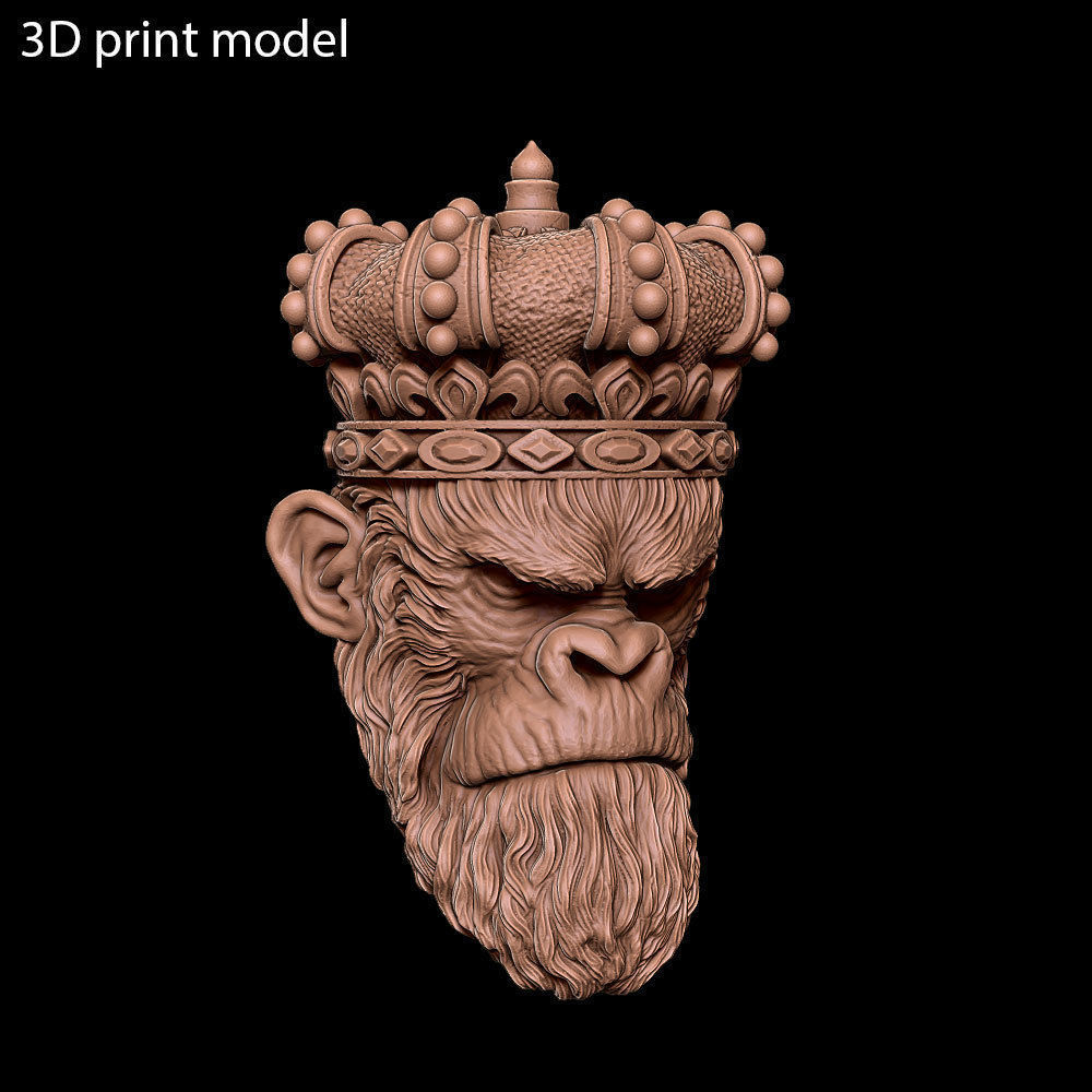 ANimal Pendant Jewelry Monkey king with crown vol1  3D print model_20