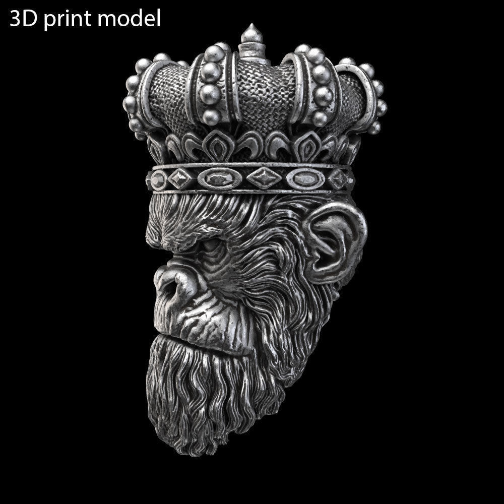 ANimal Pendant Jewelry Monkey king with crown vol1  3D print model_8