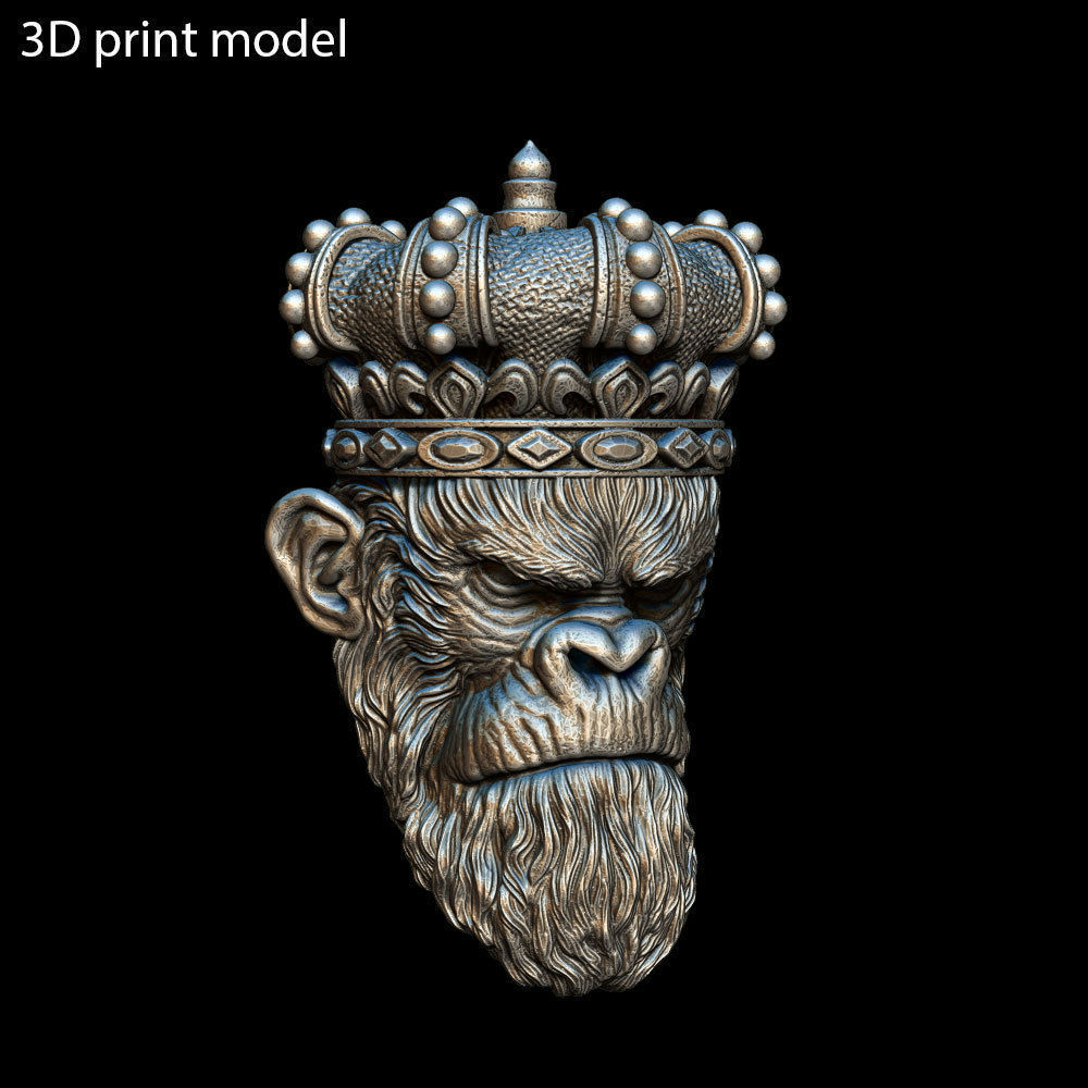 ANimal Pendant Jewelry Monkey king with crown vol1  3D print model_22