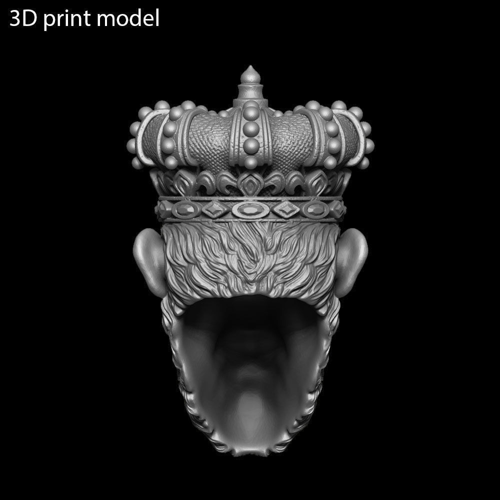 ANimal Pendant Jewelry Monkey king with crown vol1  3D print model_16