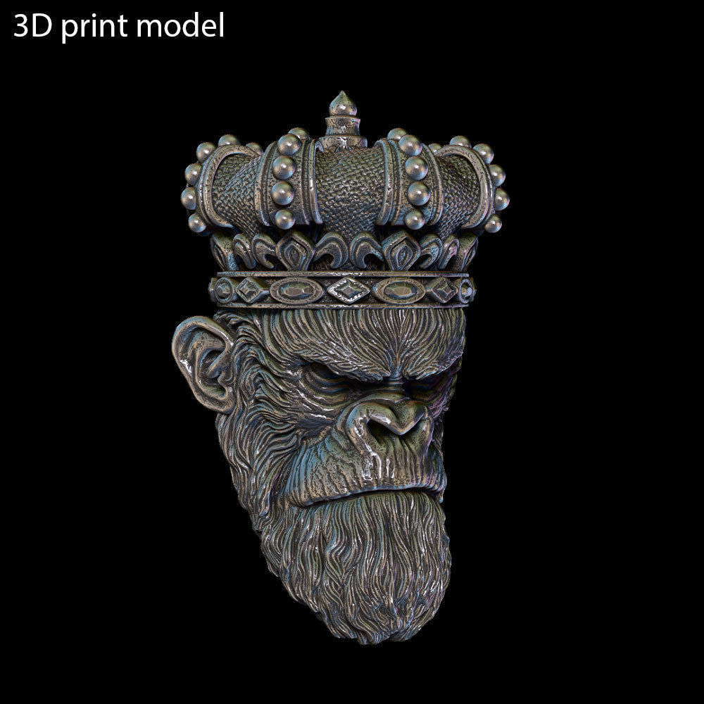 ANimal Pendant Jewelry Monkey king with crown vol1  3D print model_19