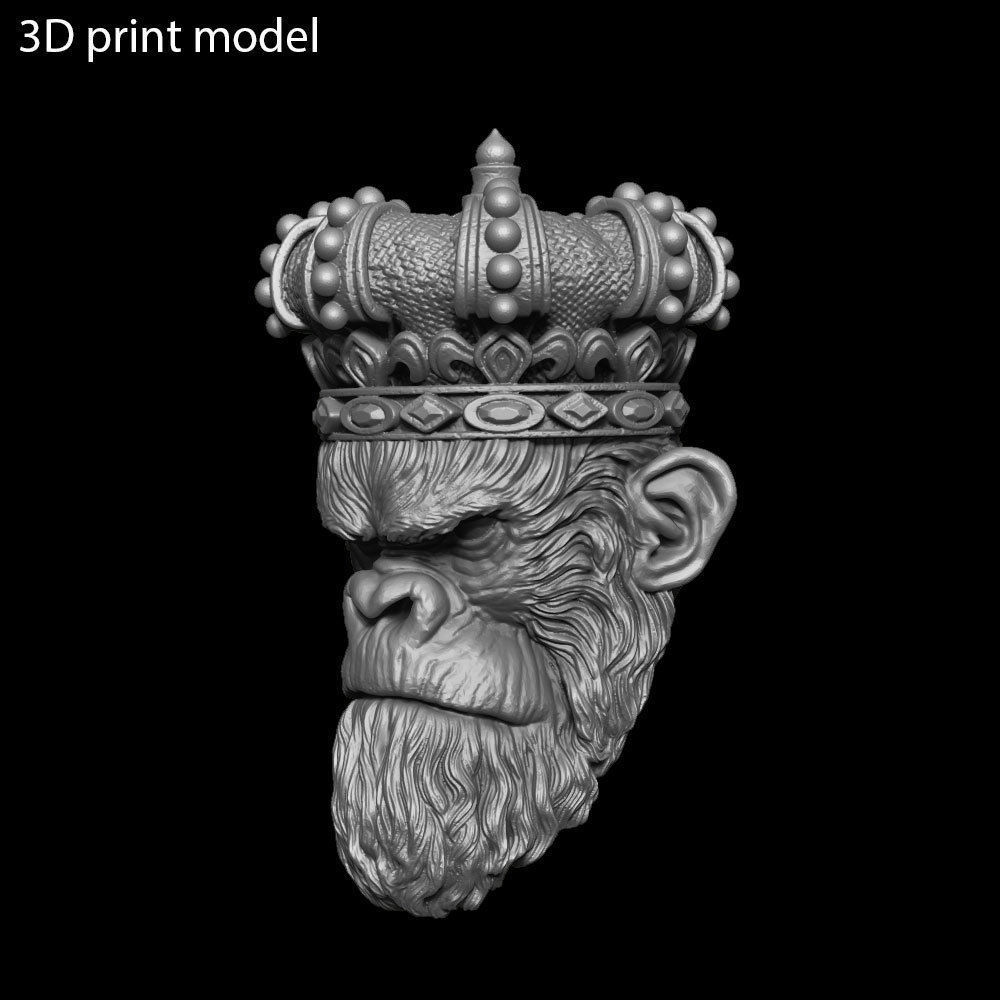ANimal Pendant Jewelry Monkey king with crown vol1  3D print model_14