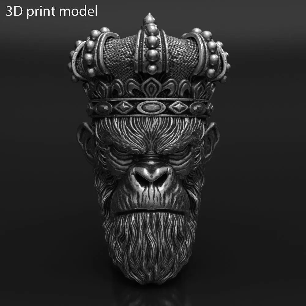 ANimal Pendant Jewelry Monkey king with crown vol1  3D print model_0