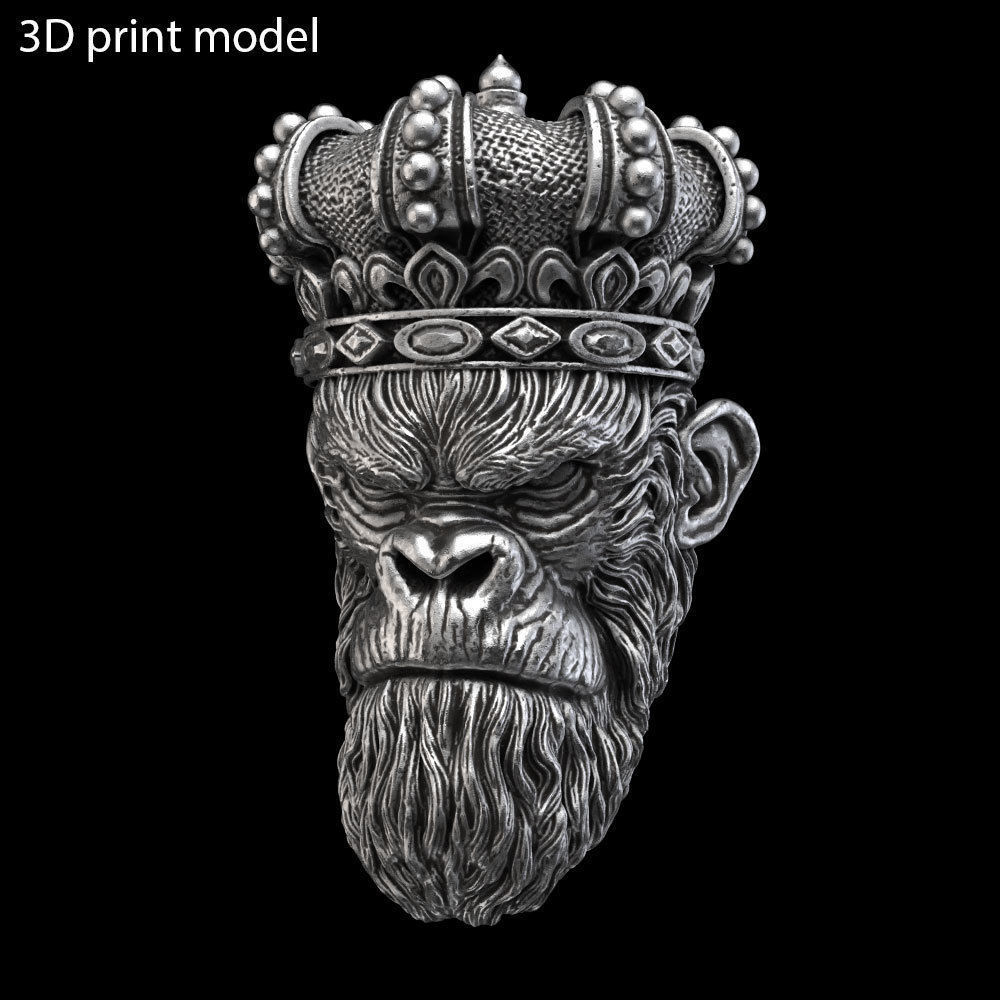 ANimal Pendant Jewelry Monkey king with crown vol1  3D print model_6