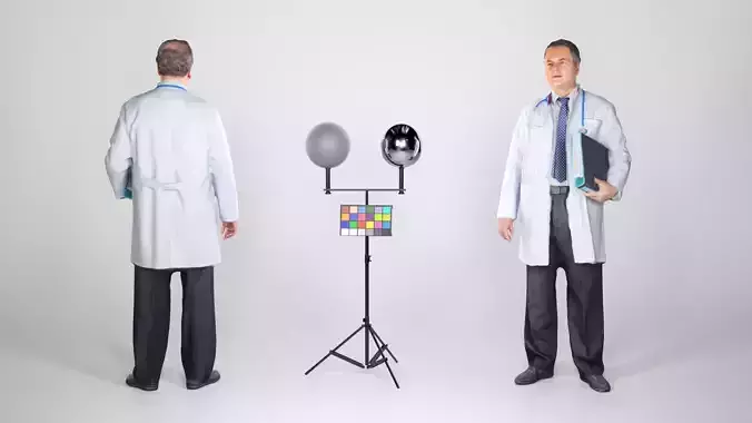 Adult medical male doctor with a folder 135 Low-poly 3D model