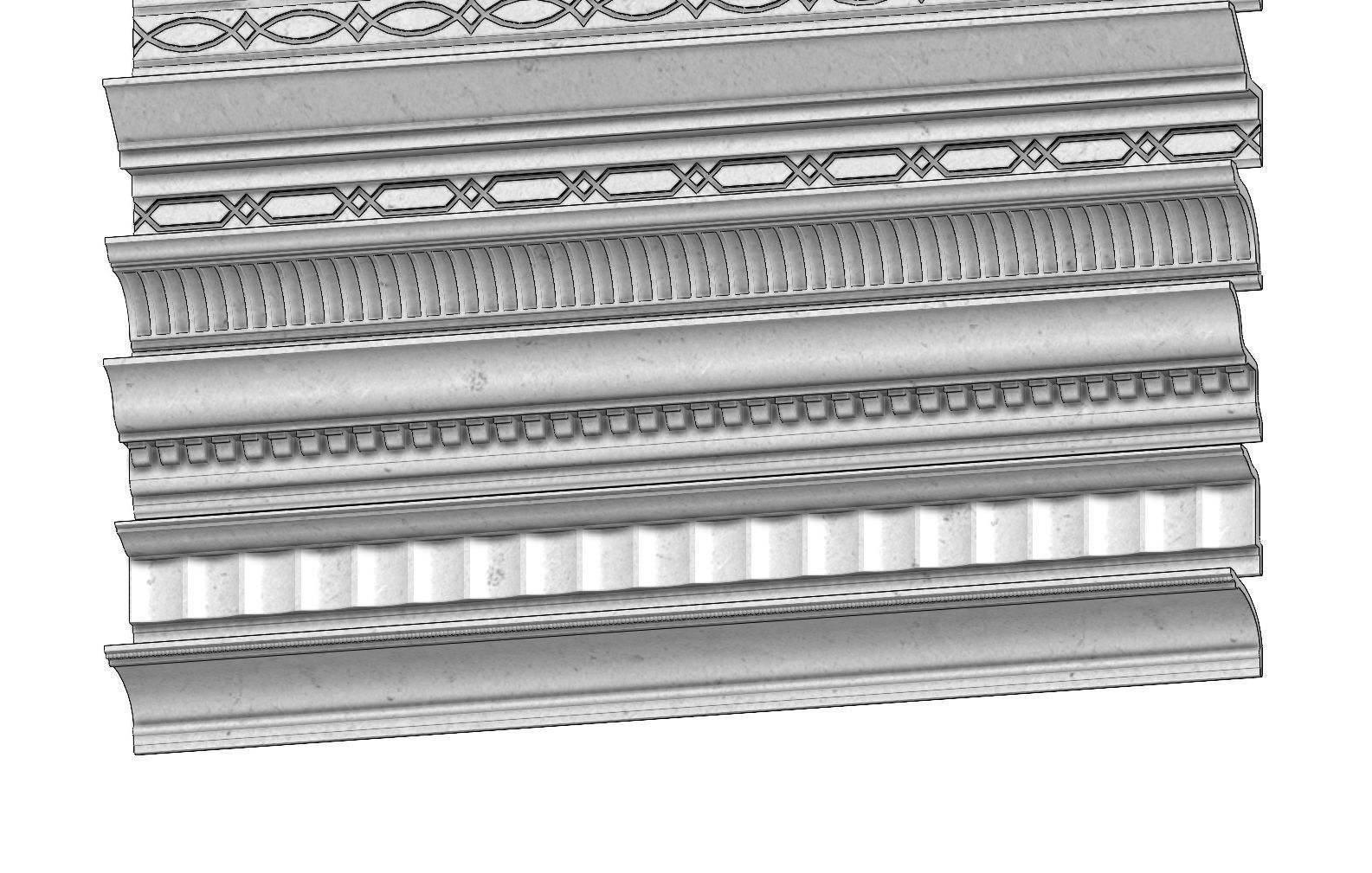 12 classical cornices and friezes for plaster and wood workings 3D ...