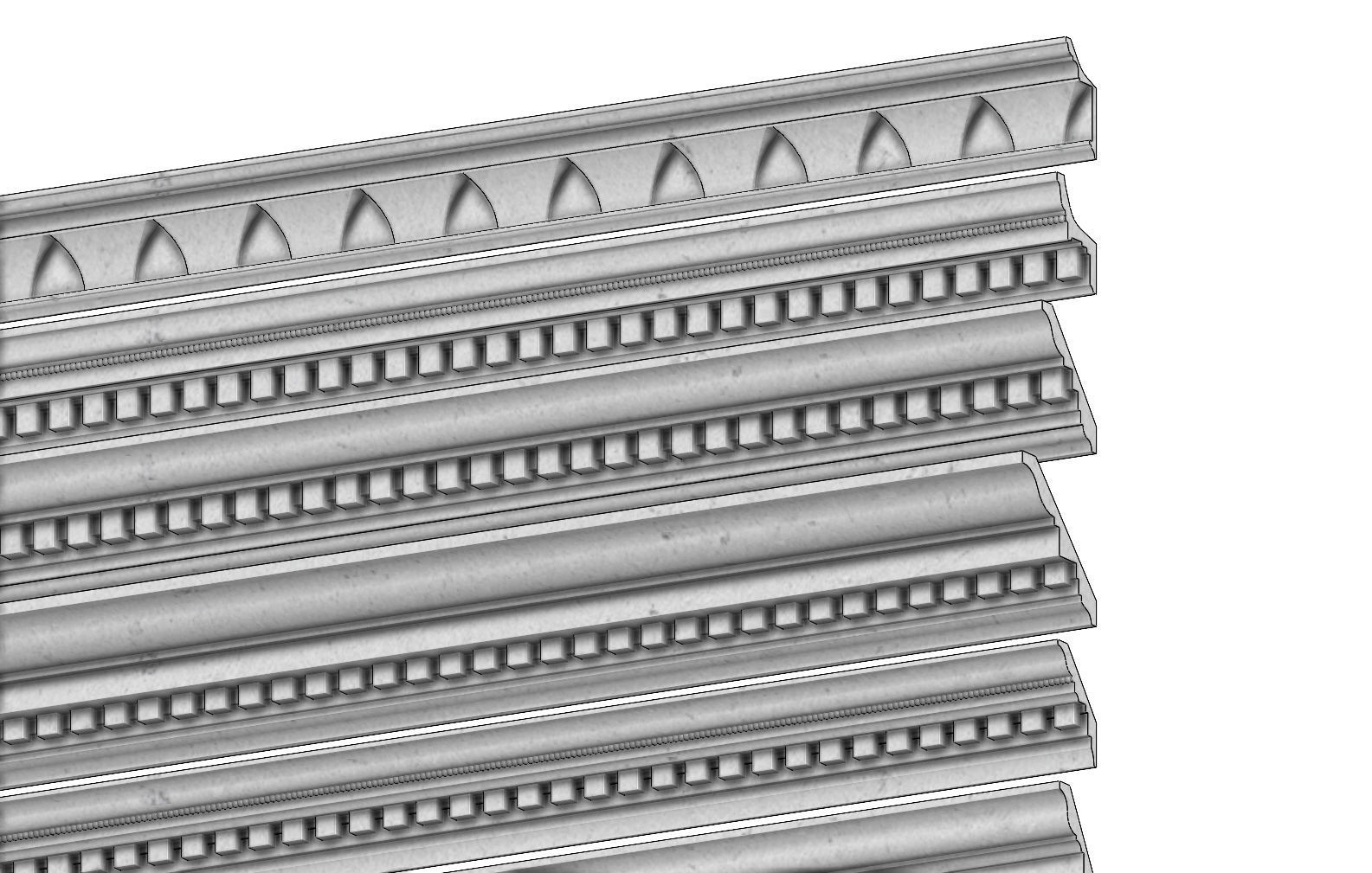 12 classical cornices and friezes for plaster and wood workings 3D ...