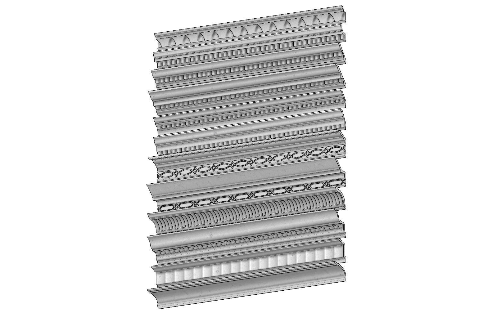 12 classical cornices and friezes for plaster and wood workings