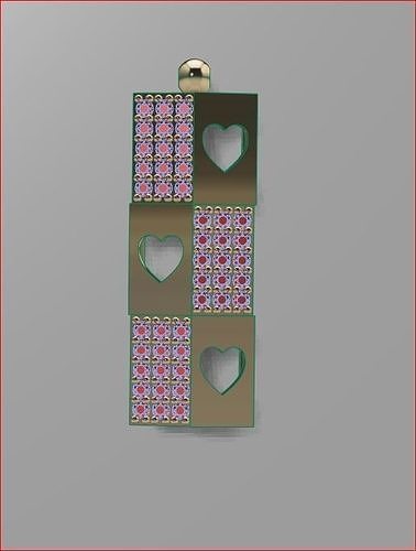 Pendant 3D print model three heart shaped ornaments 3D print model