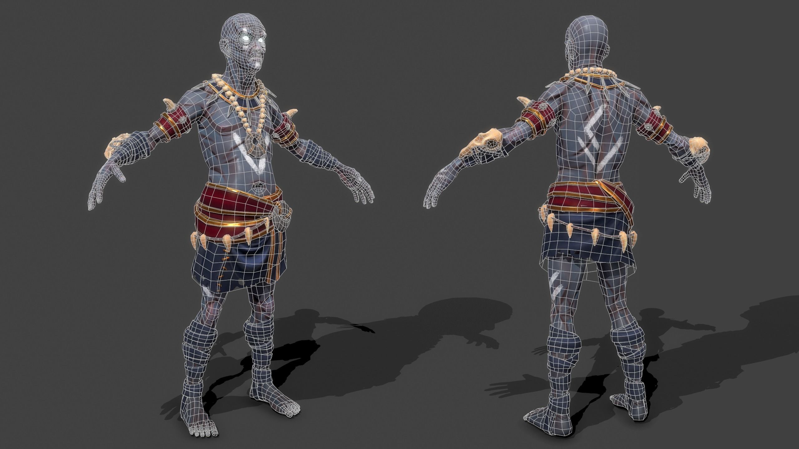 Shaman character Low-poly 3D model_5