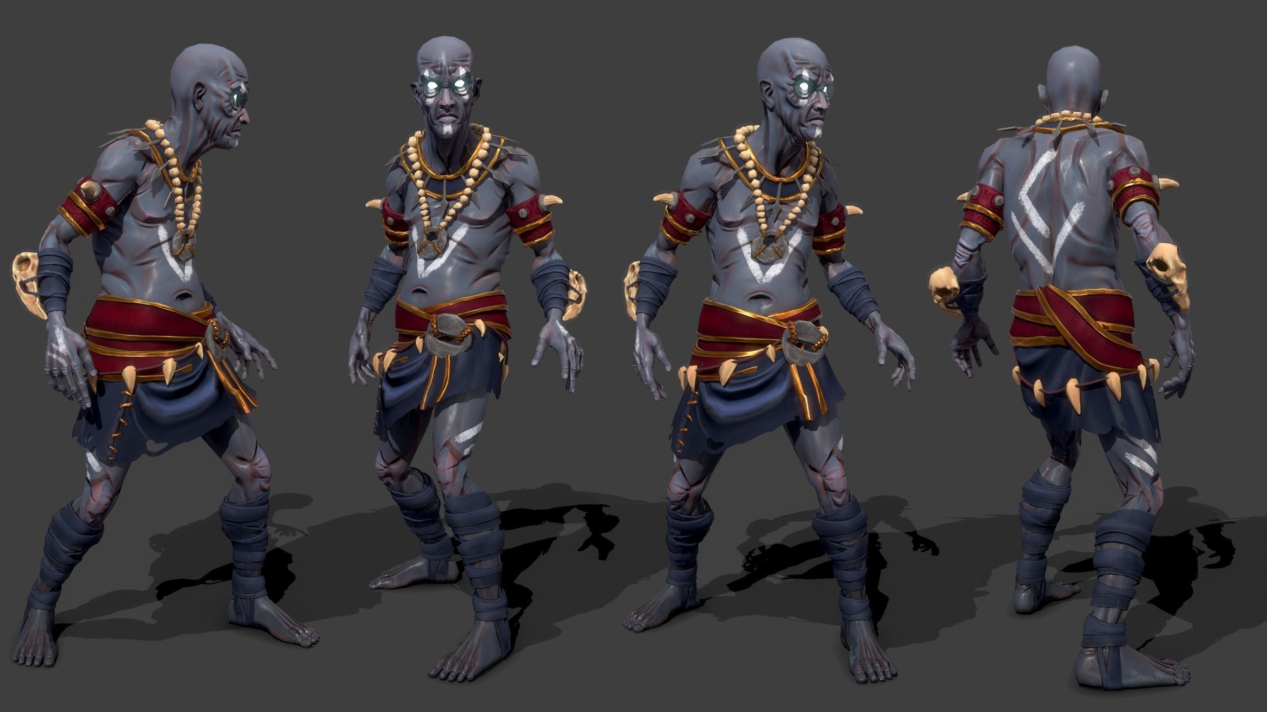Shaman character Low-poly 3D model_3