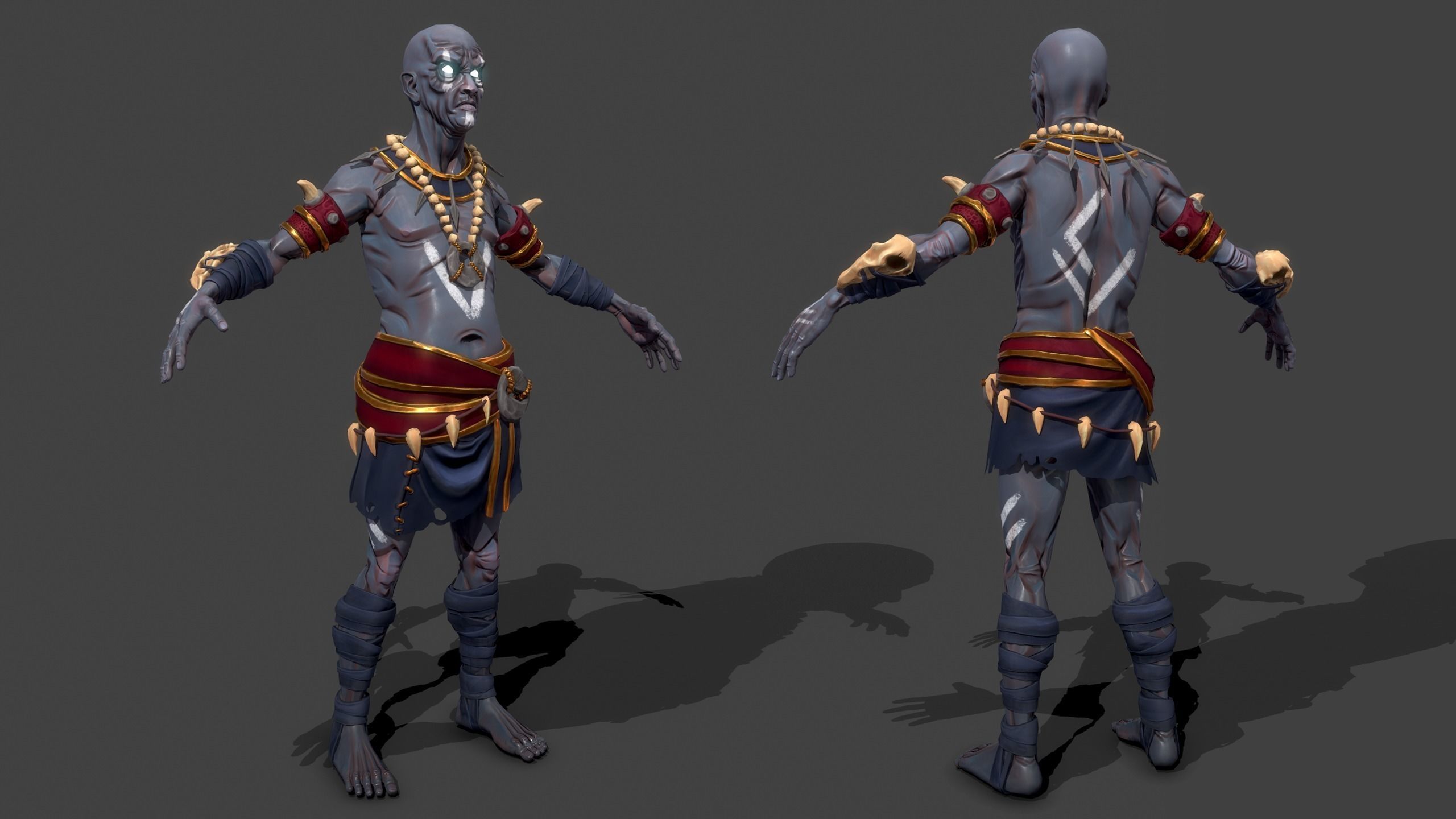 Shaman character Low-poly 3D model_4