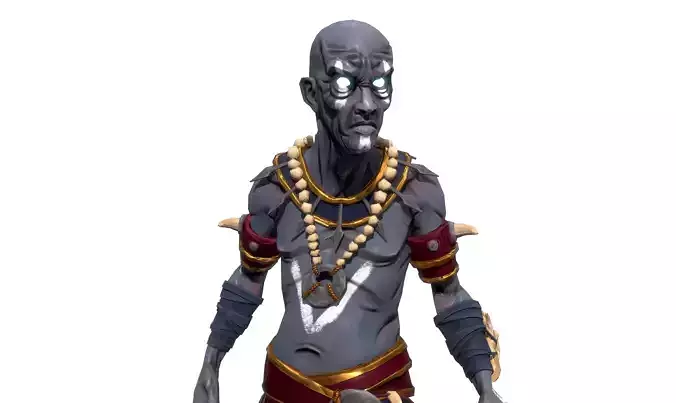 Shaman character Low-poly 3D model