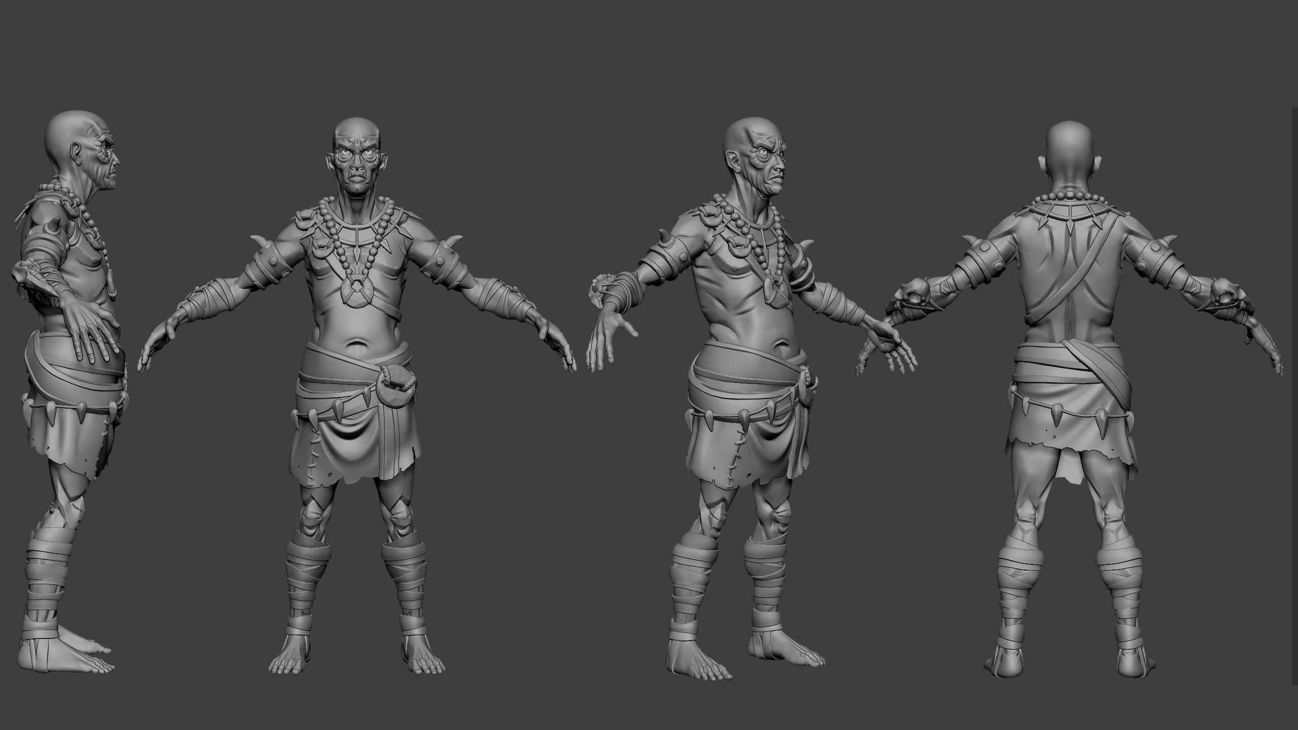 Shaman character Low-poly 3D model_6