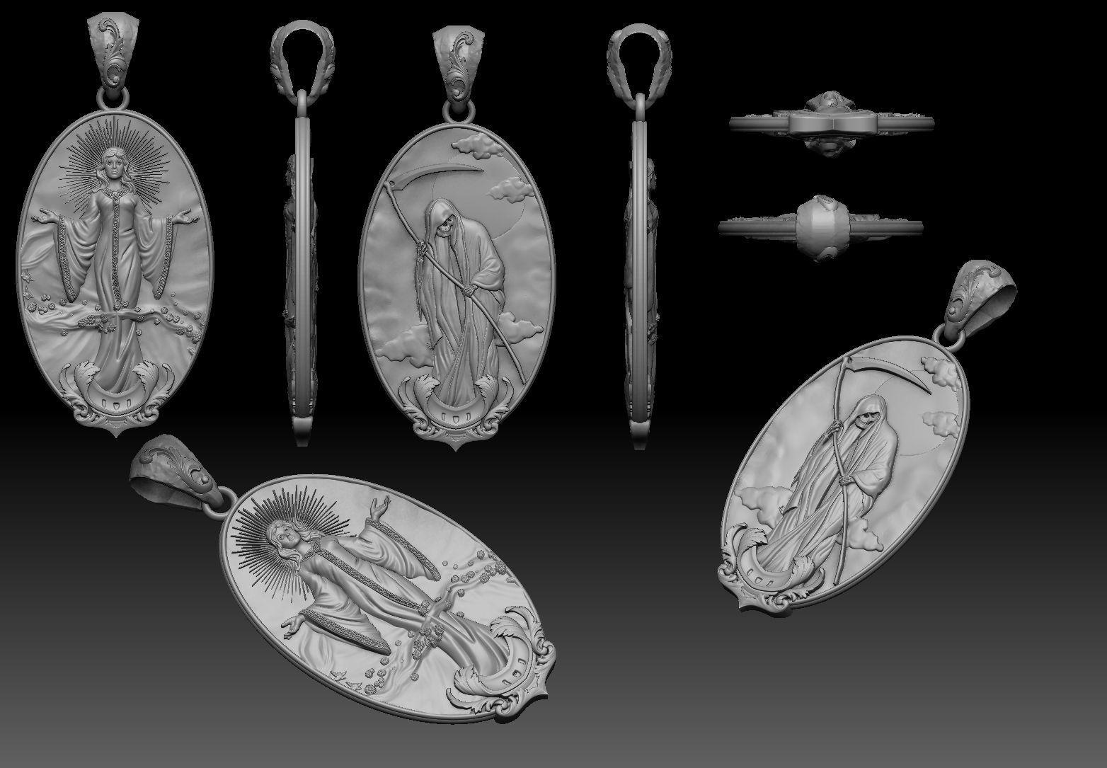 life and death Pendant 3d model  3D print model_1